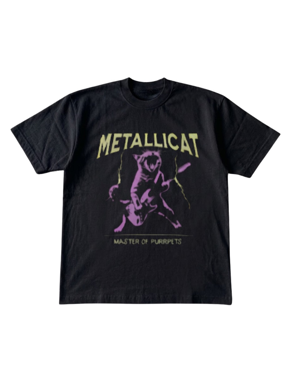 Gildan Master of Purrpets Graphic Cat Band T‑Shirt - Black & Purple